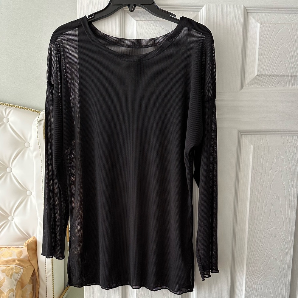 Elegant Black Mesh Women's Top